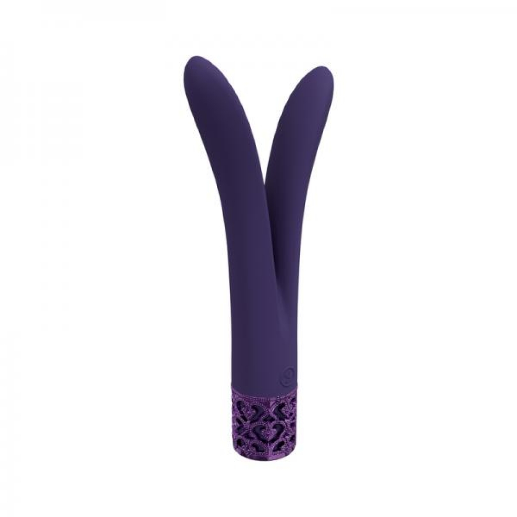 Royal Gems Dueling Queens Silicone Rechargeable Vibrator Purple - Shots America Llc