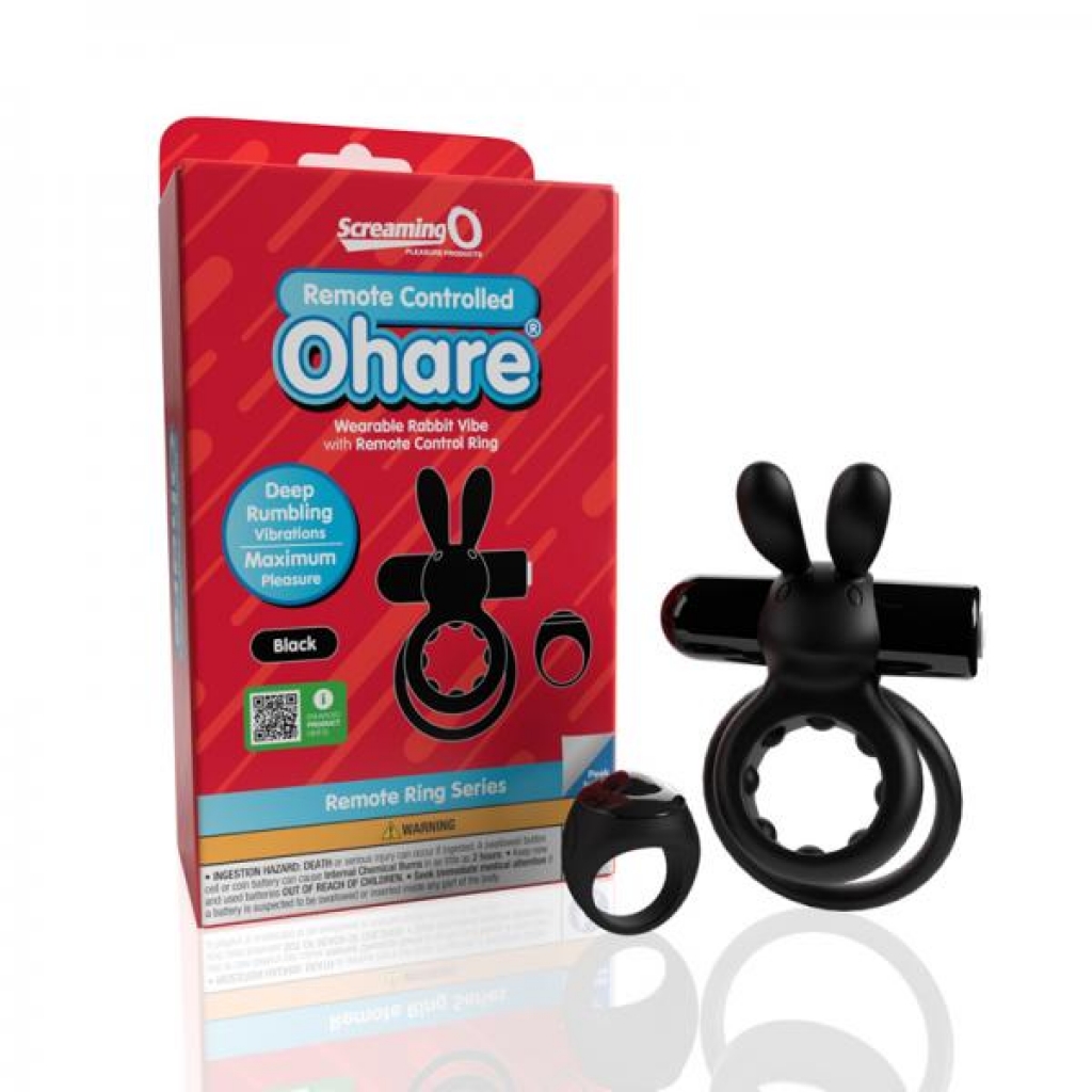 Screaming O Remote Controlled Ohare Vibrating Ring Black - Screaming O