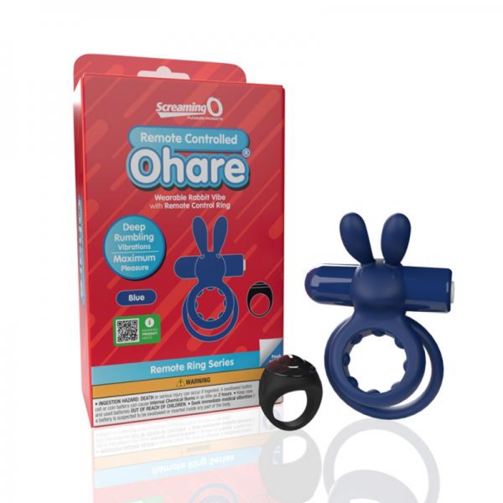 Screaming O Remote Controlled Ohare Vibrating Ring Blue - Screaming O