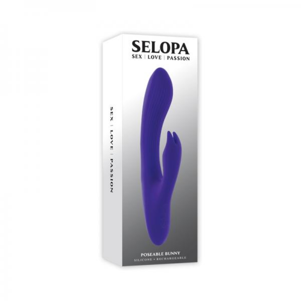 Selopa Poseable Bunny Rechargeable Dual Stimulator Silcone Purple - Evolved Novelties