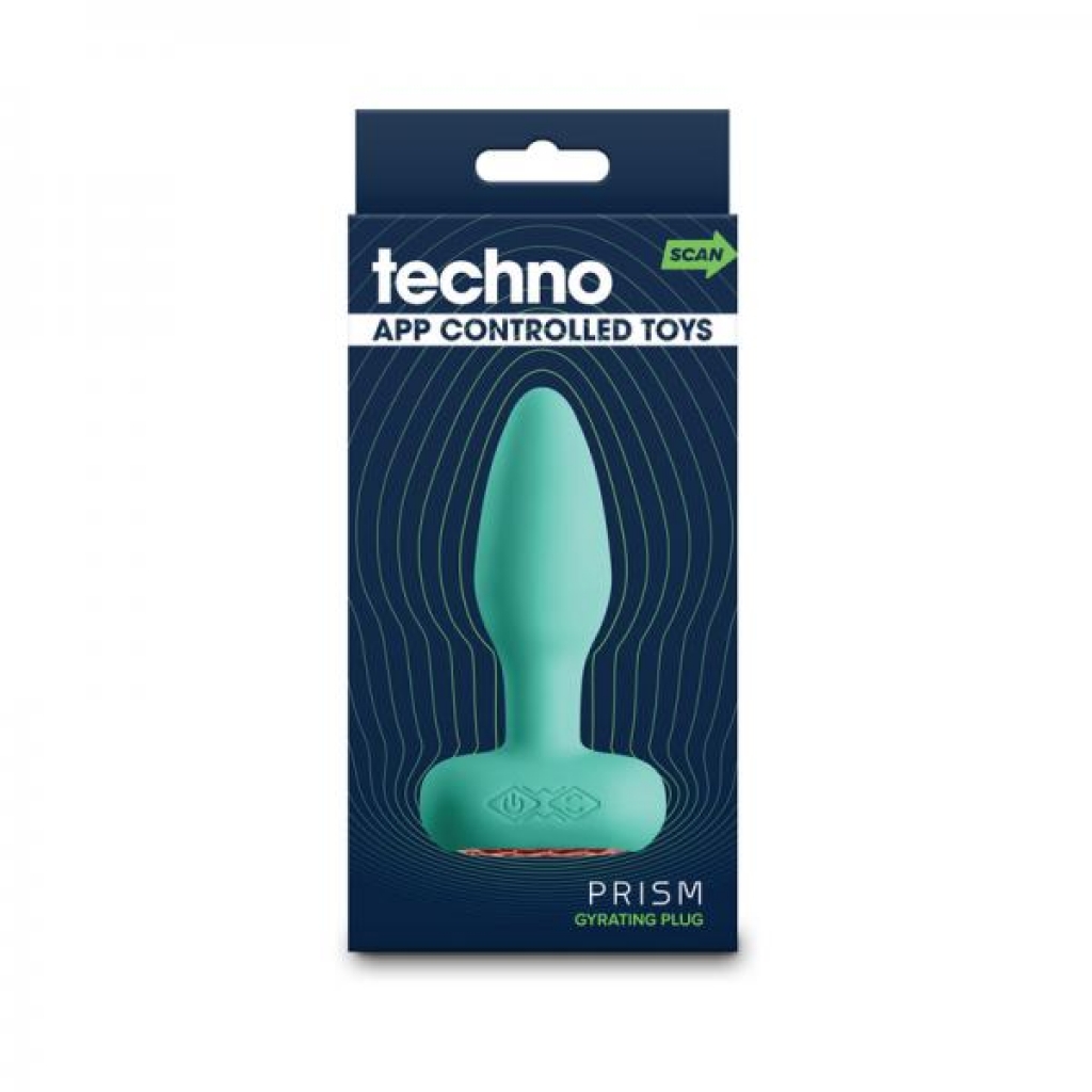 Techno Prism App-controlled Vibrating And Rotating Plug Teal - Ns Novelties