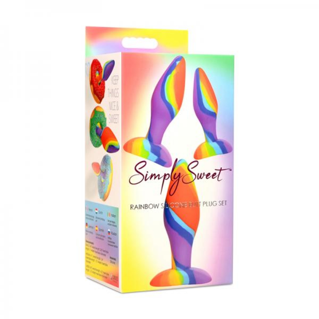 Simply Sweet Rainbow Silicone Butt Plug 3-piece Set - Curve Novelties