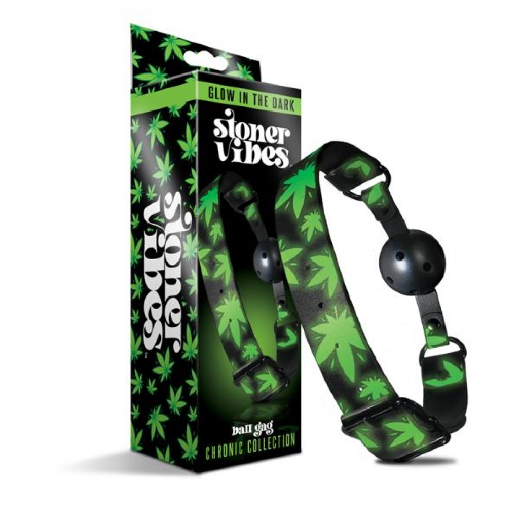 Stoner Vibes Chronic Collection Glow In The Dark Breathable Ball Gag - Global Novelties Llc