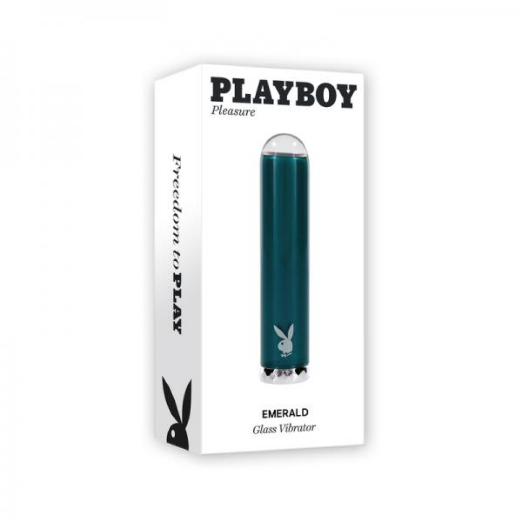 Playboy Emerald Rechargeable Vibrating Glass Mini Vibe Deep Teal - Evolved Novelties