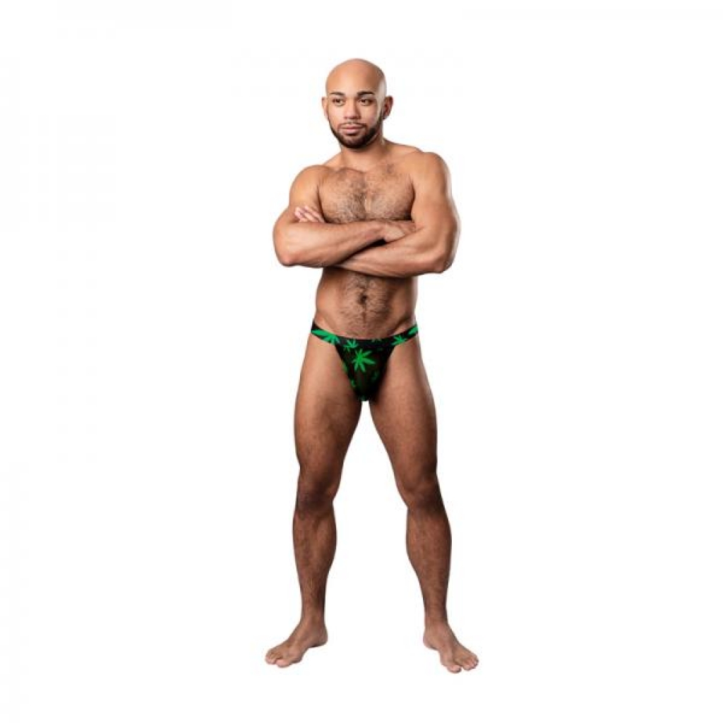 Male Power Hazy Dayz Micro Thong - Pot Leaf S/M