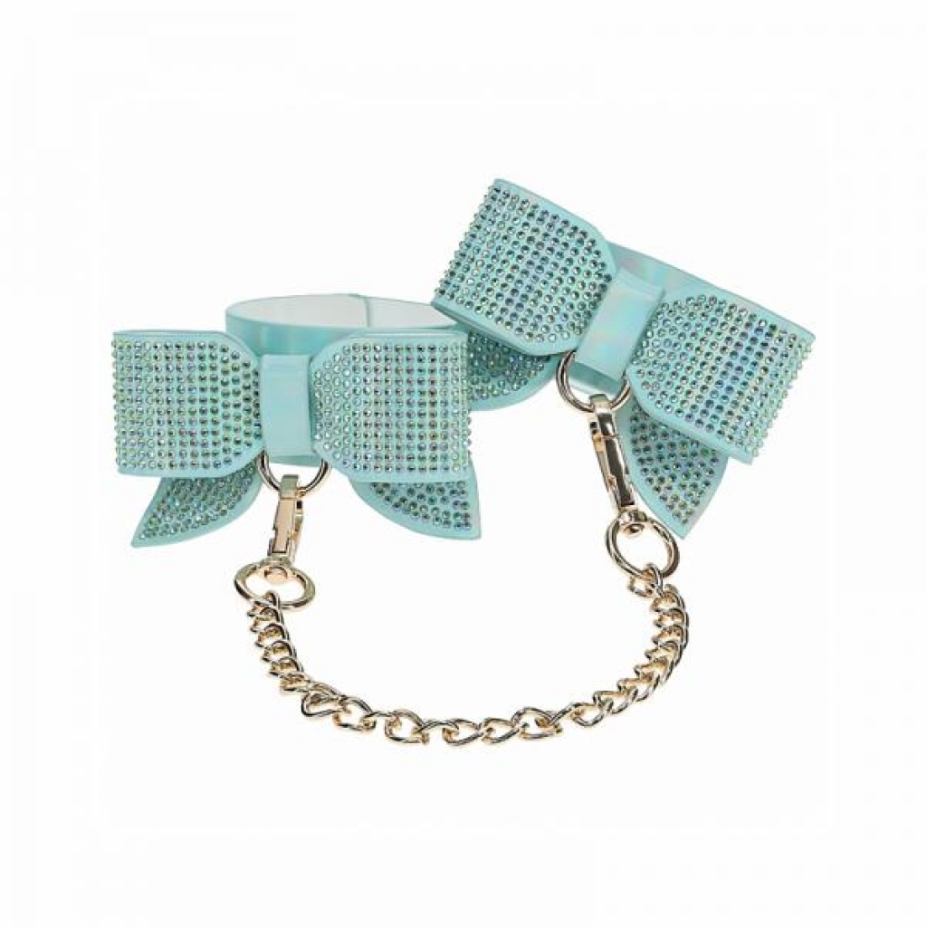 Ouch! Paris Collection Comfortable Leather Handcuffs - Blue