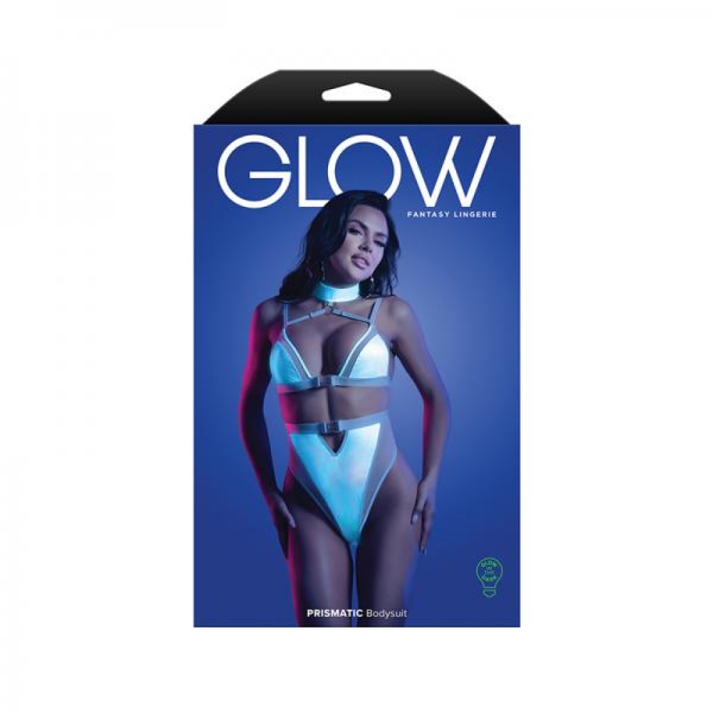 Fantasy Lingerie Glow Prismatic Cut-out Harness Bodysuit - S/M