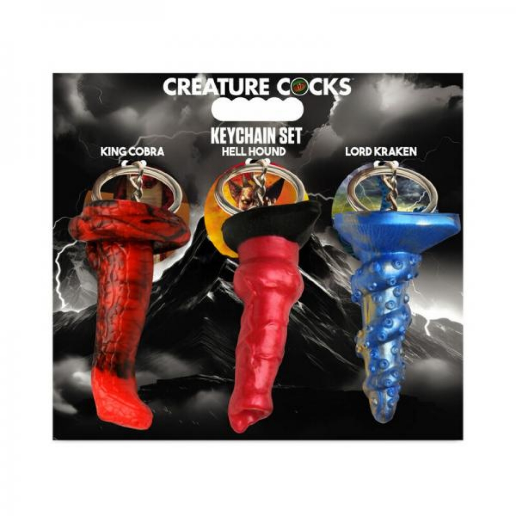 Creature Cocks Hell-hound, Lord Kraken & King Cobra Silicone Keychain Set - Xr Llc