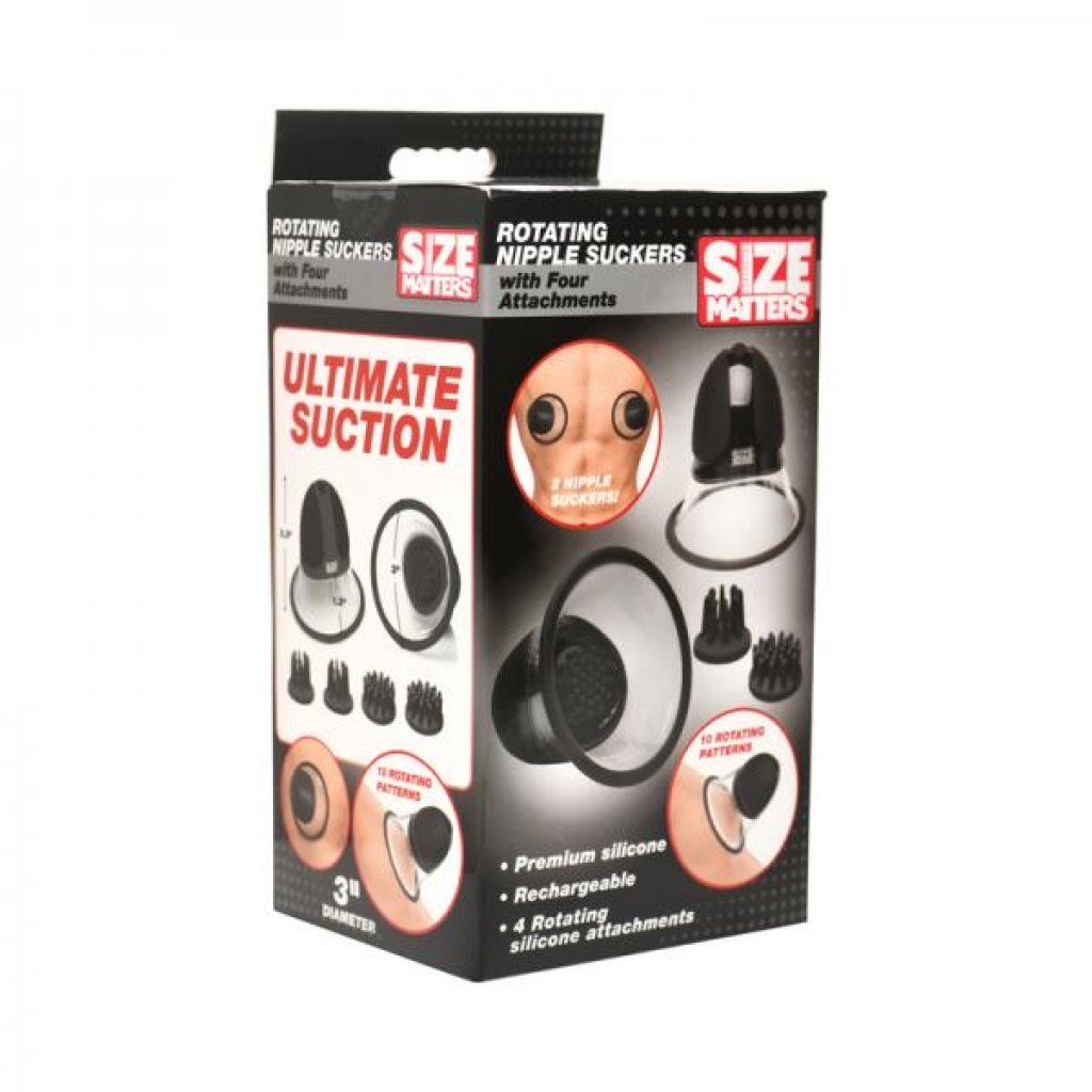 Size Matters 10x Rotating Silicone Nipple Suckers With 4 Attachments Black - Xr Llc