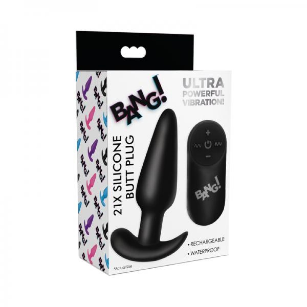 Bang! 21x Vibrating Silicone Butt Plug With Remote Control Black - Xr Llc