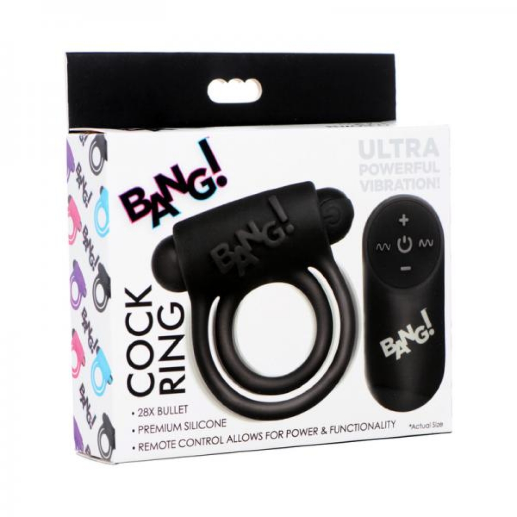 Bang! Silicone Cock Ring & Bullet With Remote Control Black - Xr Llc