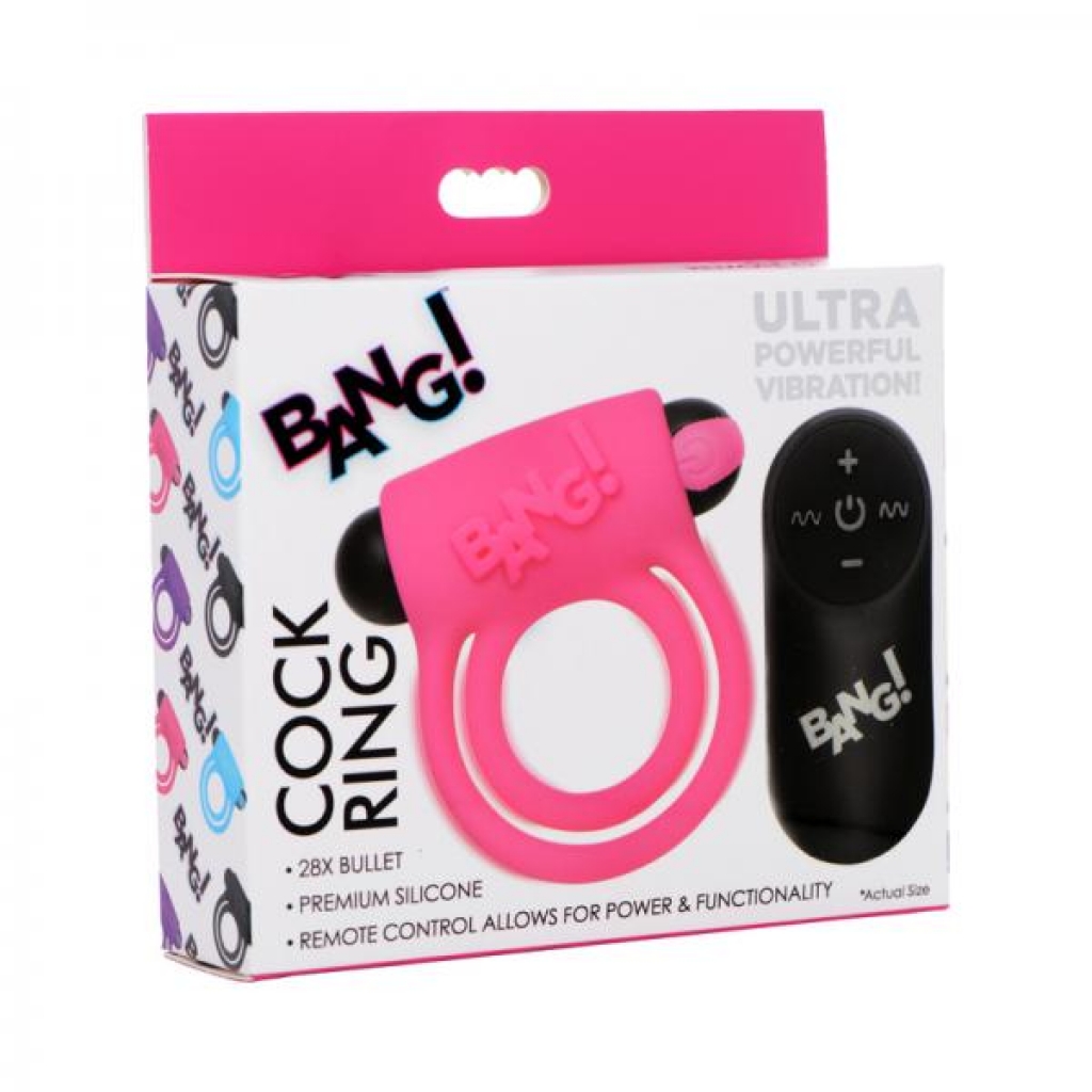 Bang! Silicone Cock Ring & Bullet With Remote Control Pink - Xr Llc