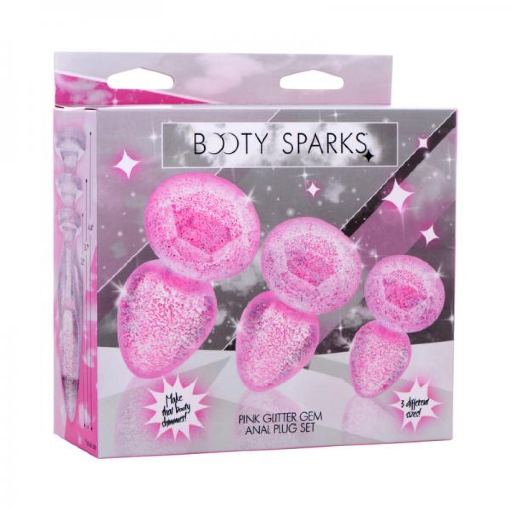 Booty Sparks Glitter Gem Anal Plug Set Pink - Xr Llc