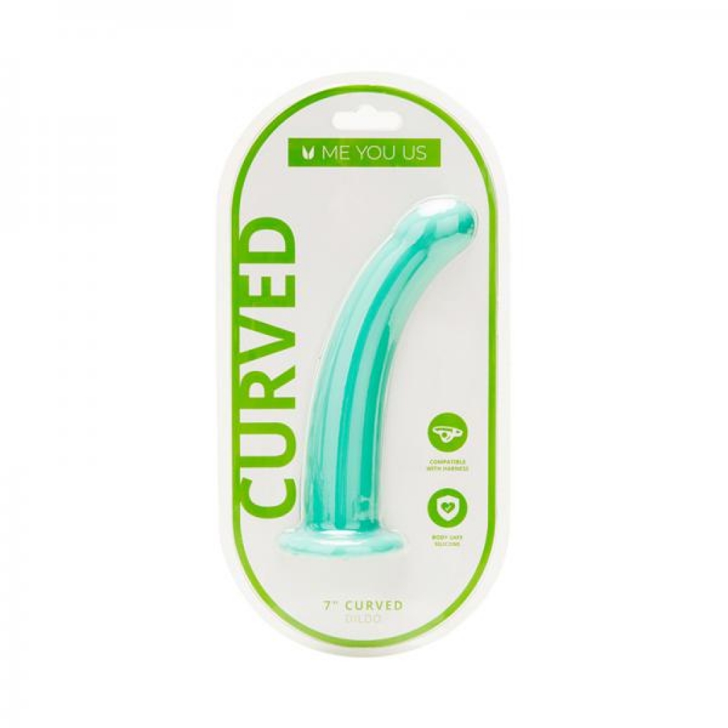 Me You Us 7 In. Curved Silicone Dildo Aqua - Exquisite Sensations