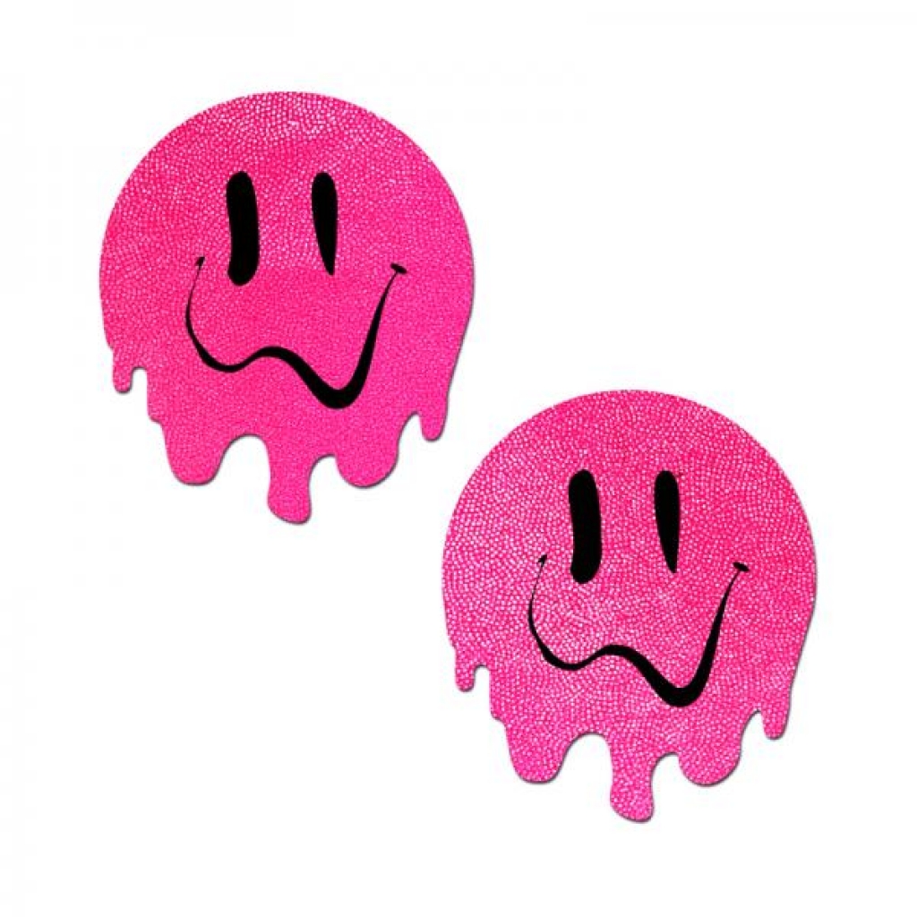 Pastease Neon Pink Melted Smiling Face Nipple Pasties