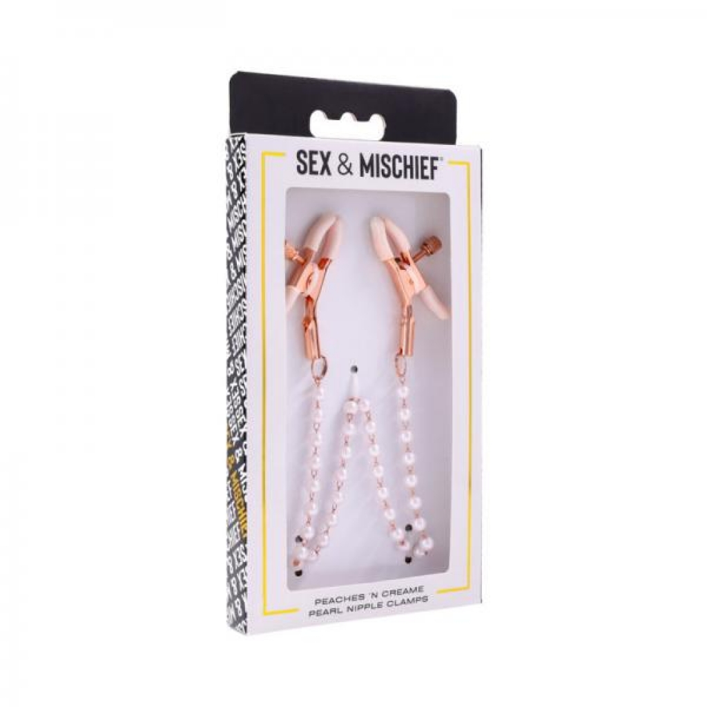 Sportsheets Sex & Mischief Peaches 'n Cream Pearl Nipple Clamps