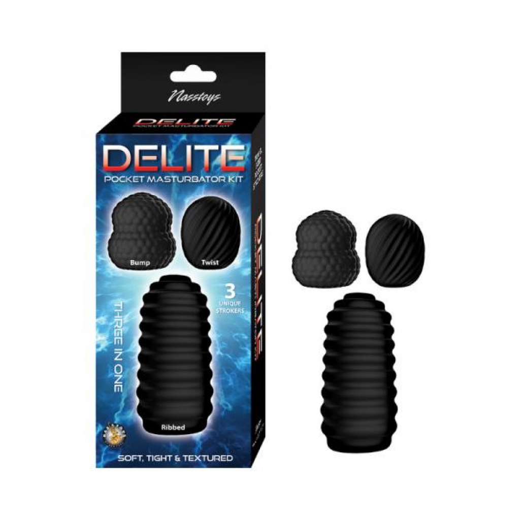 Delite Pocket Masturbator Kit Black - Nasstoys