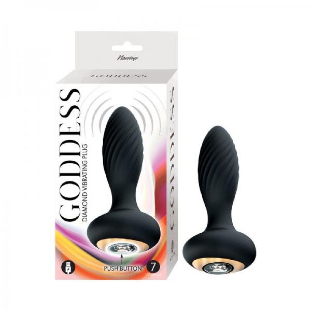 Goddess Diamond Vibrating Plug Black - Nasstoys