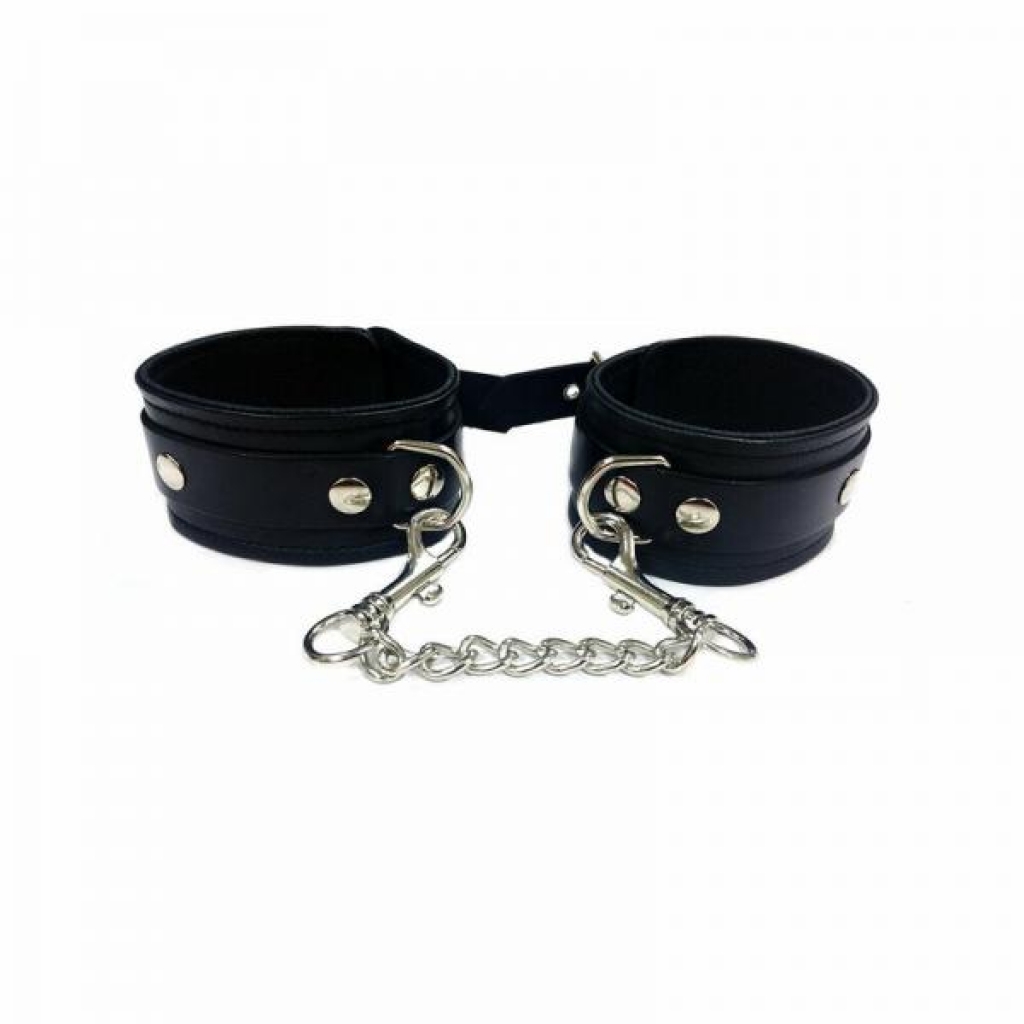 Rouge Plain Leather Ankle Cuffs Black - Rouge Group Ltd.