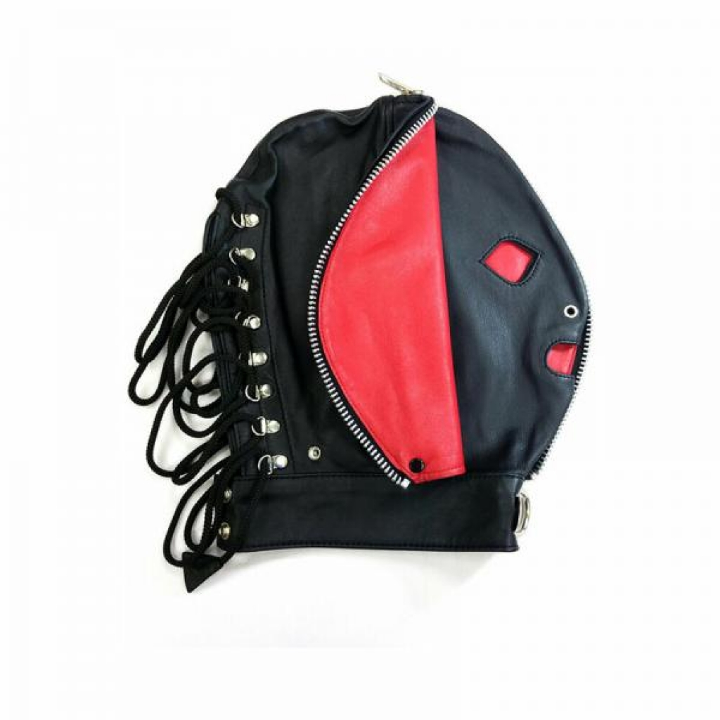 Rouge Leather Fly Trap Mask - Black/Red