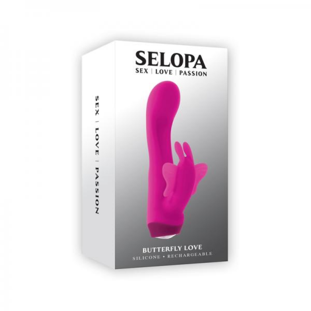 Selopa Butterfly Love Rechargeable Vibrating Dual Stimulator Silicone Pink - Evolved Novelties