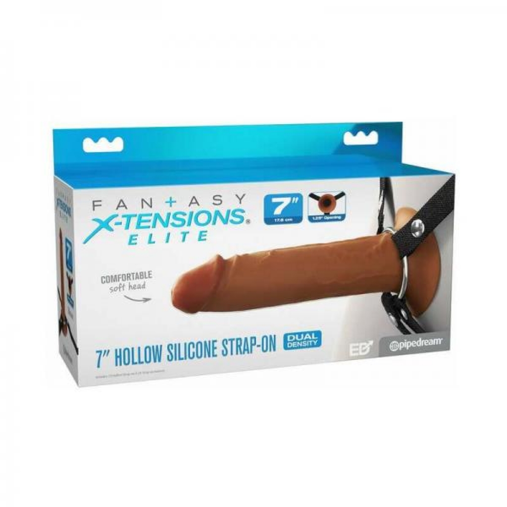 Fantasy X-tensions Elite Hollow Silicone Strap-on 7 In. Brown - Pipedream Products