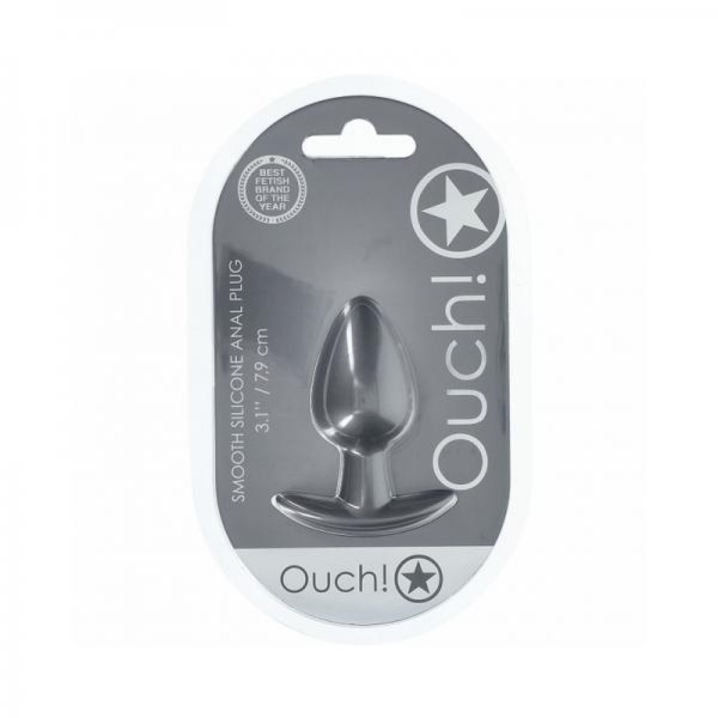 Ouch! Smooth Silicone Anal Plug Medium 3.1 In. - Gun Metal