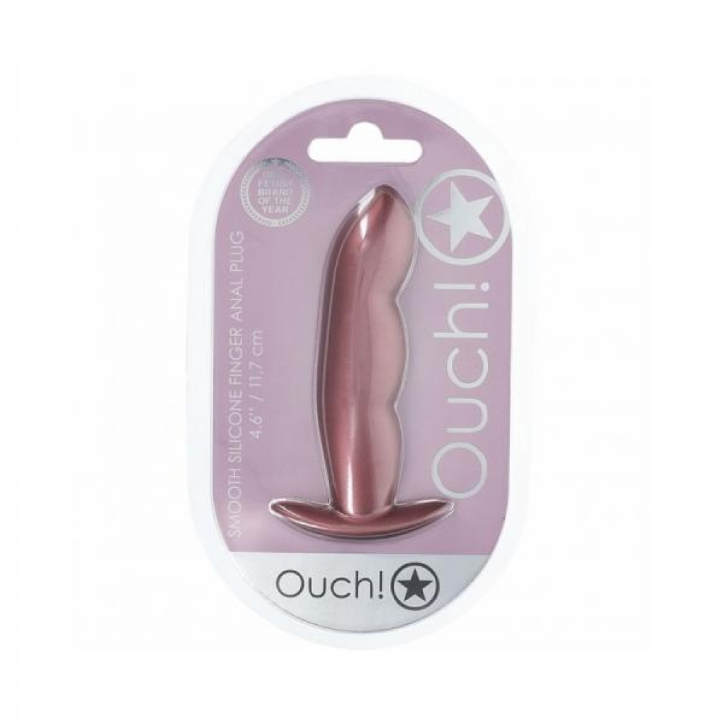 Ouch! 4.6 Inch Smooth Silicone Finger Anal Plug - Rose Gold