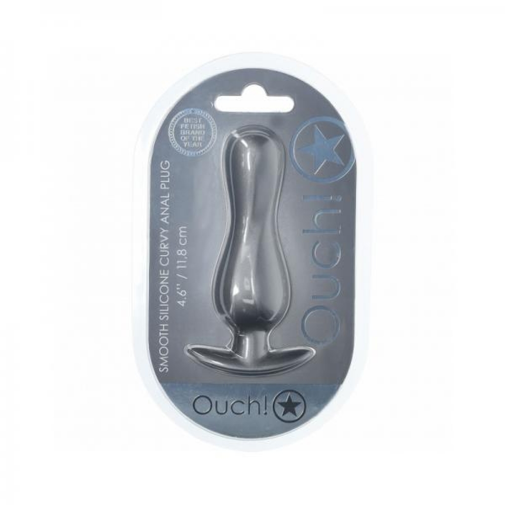 Ouch! Smooth Silicone Curvy Anal Plug - 4.6 in. Gun Metal