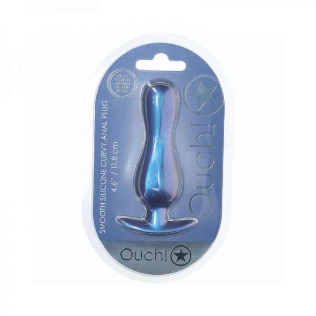 Ouch! Premium Curvy Silicone Anal Plug - Metallic Blue