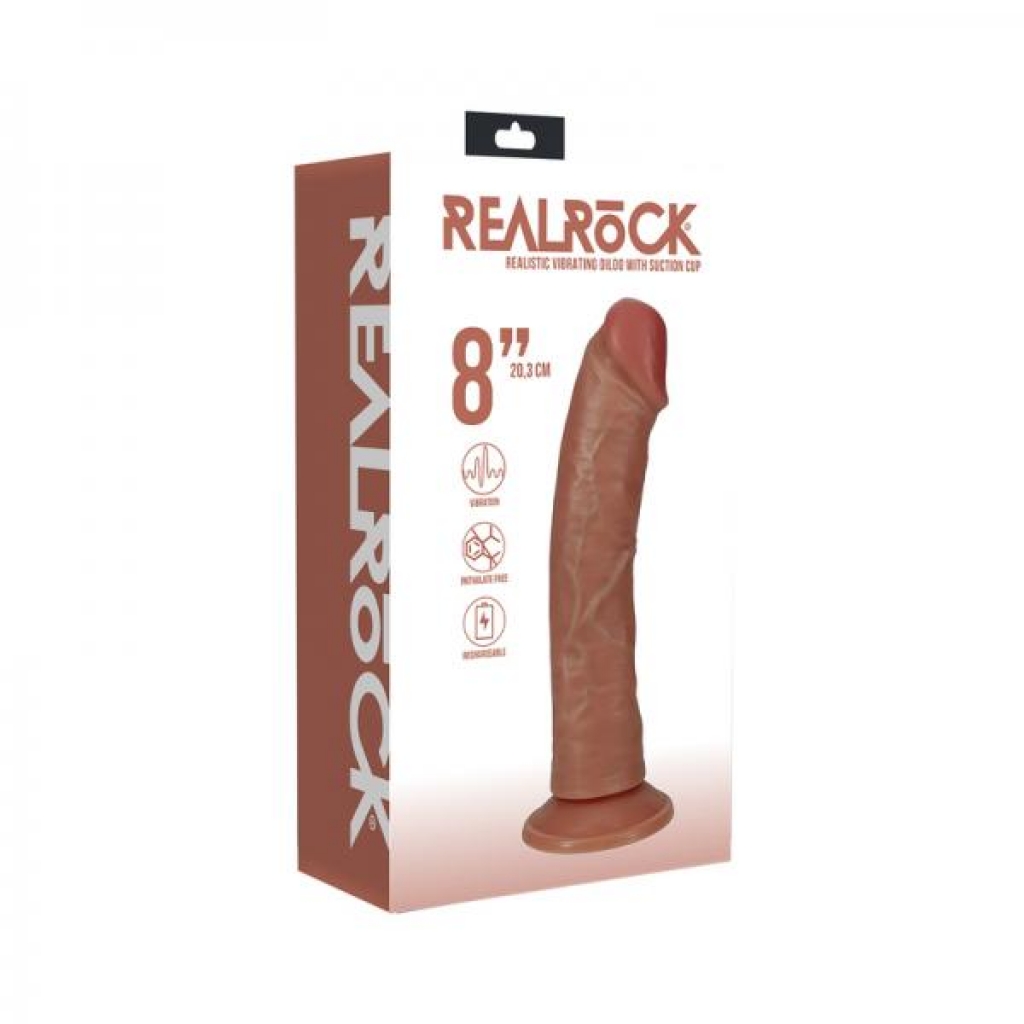 Realrock 8 In. Vibrating Cock Regular Curved Tan - Shots America Llc