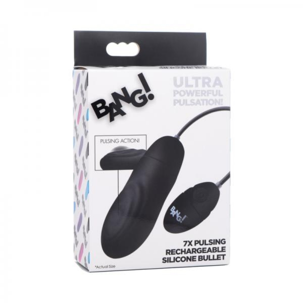 Bang! 7x Pulsing Rechargeable Silicone Bullet - Black