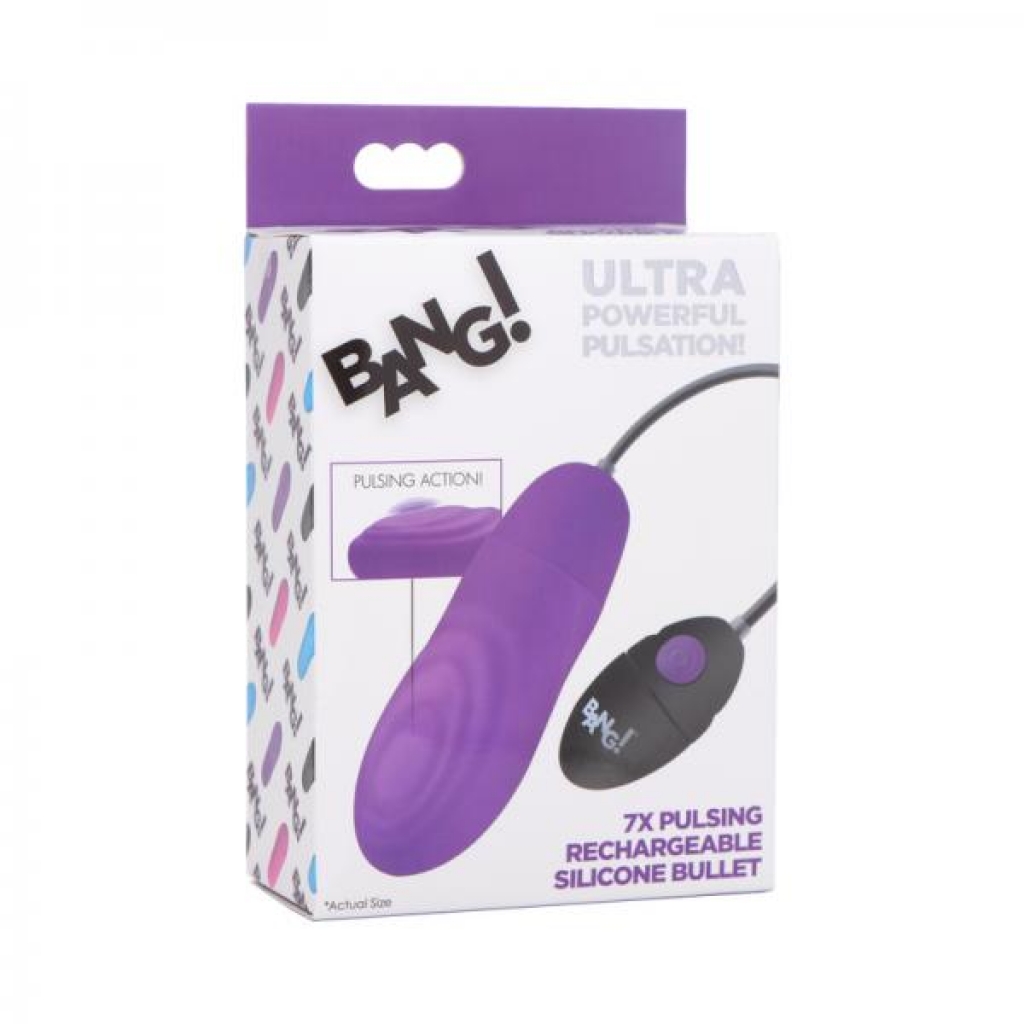 Bang! 7x Pulsing Rechargeable Silicone Bullet - Purple