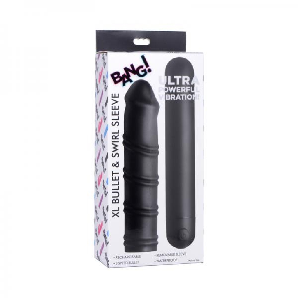 Bang! XL Bullet & Swirl Silicone Sleeve Black