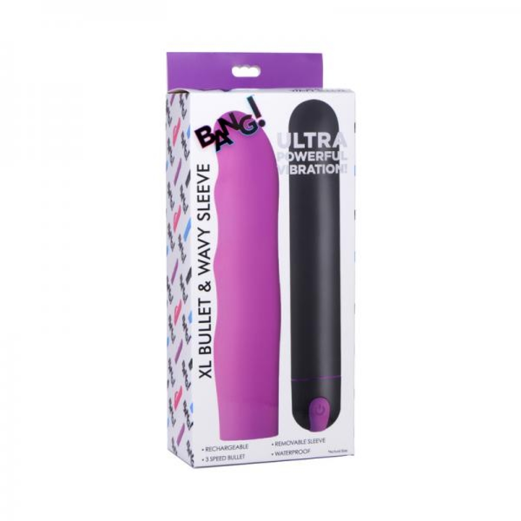 Bang! XL Bullet & Wavy Silicone Sleeve - Purple