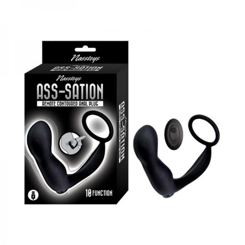 Ass-sation Remote Contoured Anal Plug - Black