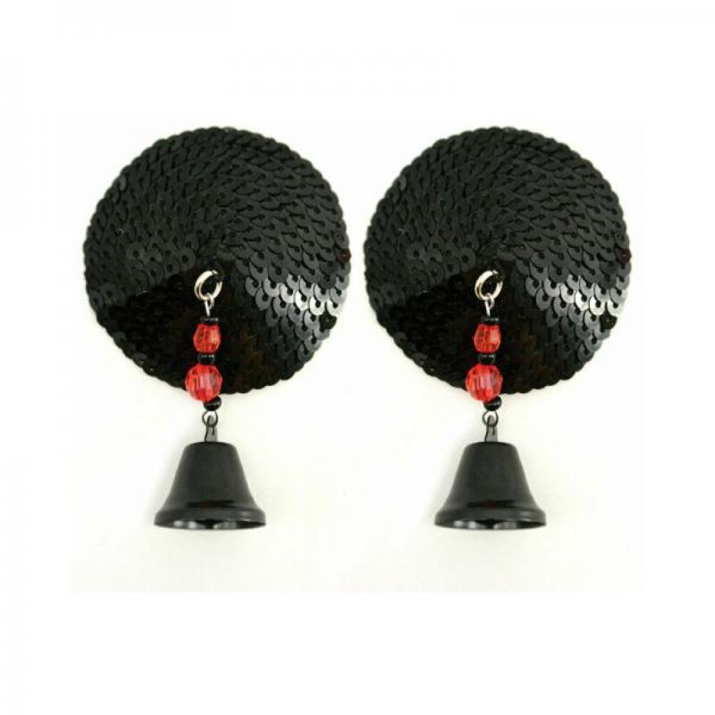 Bijoux De Nip Black Sequin Round Pasties with Bells