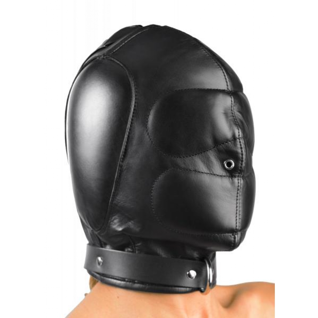 Padded Leather Hood in Medium/Large - Black