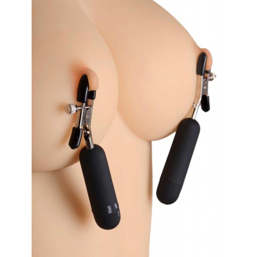 Dark Passion Vibrating Nipple Clamps - Sensational Stimulation