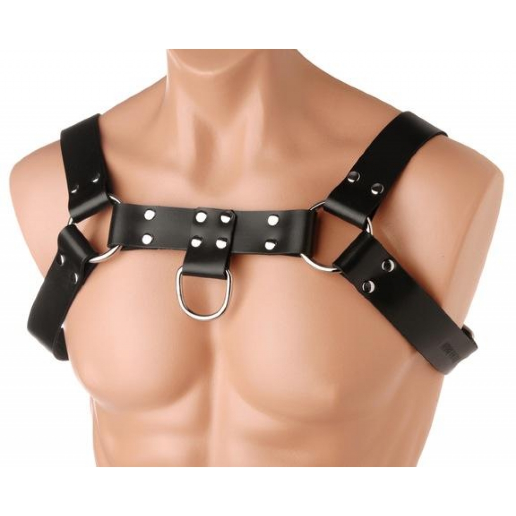 English Bulldog Chest Harness - Black Leather