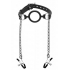 Mutiny Silicone O Ring Gag with Nipple Clamps - Black