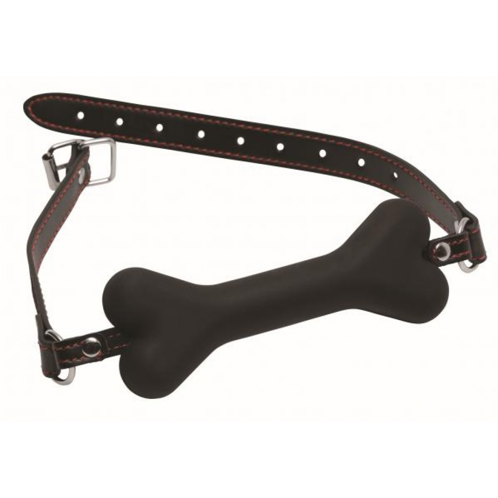 Hound Adjustable Dog Bone Gag Black