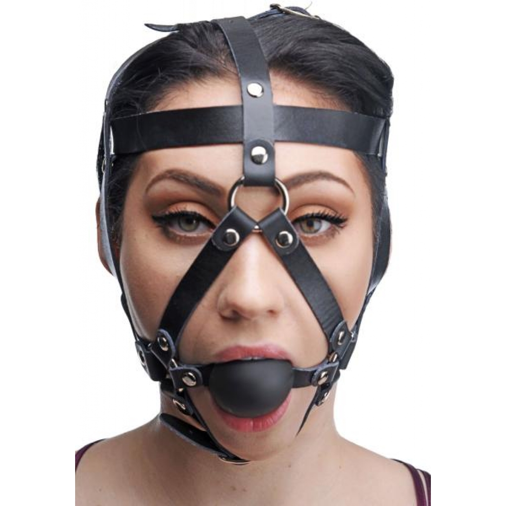 Ball Gag Head Harness - Black