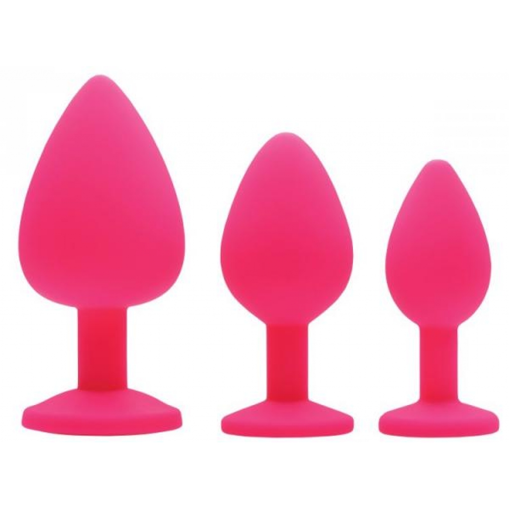 Frisky Pink Pleasure 3 Piece Silicone Anal Plugs - Elegant Exploration