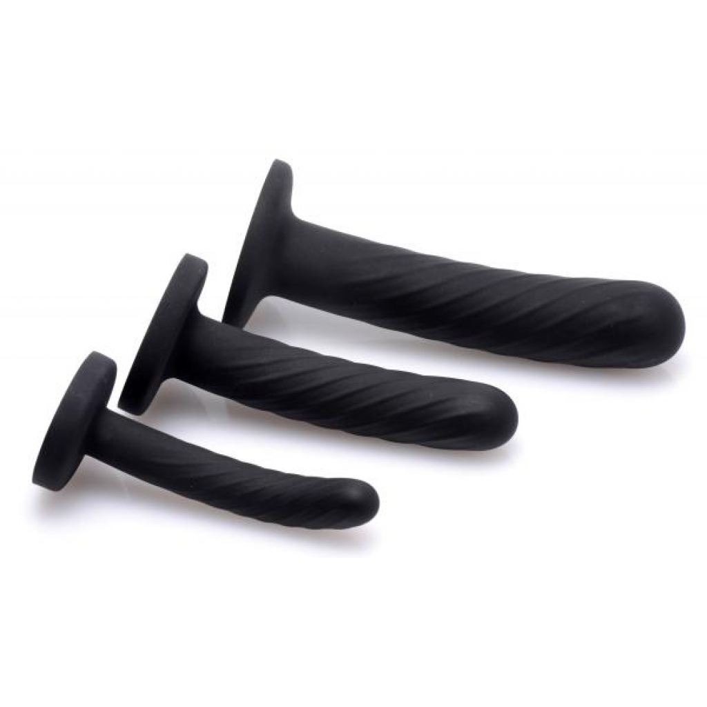 Trinity Strap-On Silicone 3-Piece Dildo Set - Black