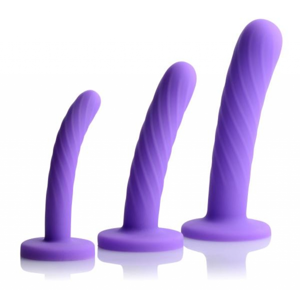 Tri-Play Silicone Dildo 3 Piece Set - Purple Bliss