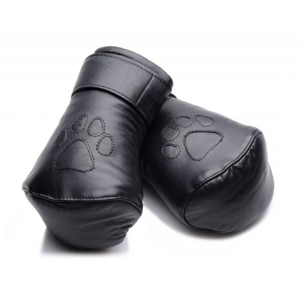 Strict Leather Padded Puppy Mitts Black