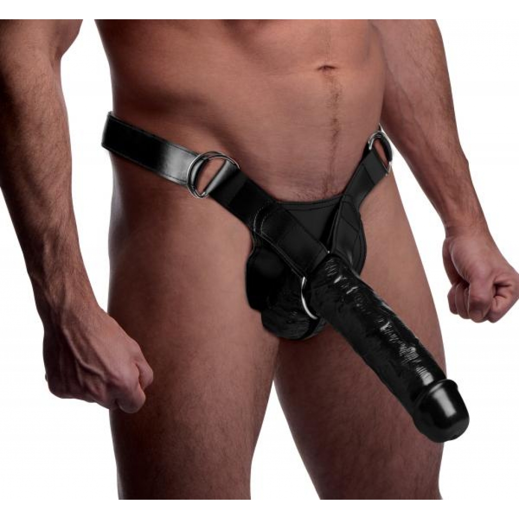 Infiltrator Hollow Strap On With 10 Inches Dildo - Black