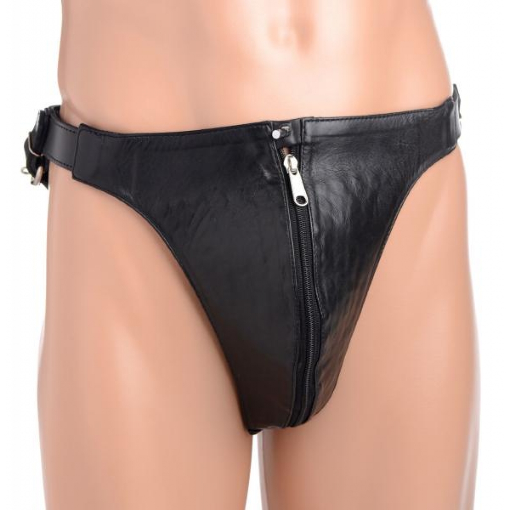 Spiked Leather Confinement Jock Strap - Black