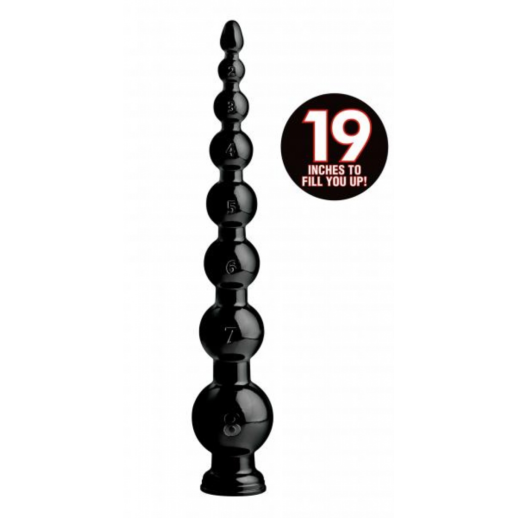 Hosed 19 Inches Graduated Bead Anal Snake in Black